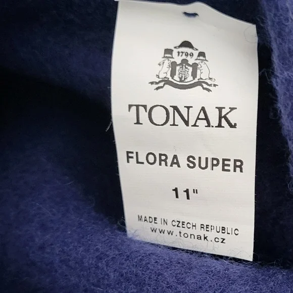 Tonak Navy Blue Beret Hat Flora Super %100 Wool Size 11" Unisex Womens Vintage - Picture 5 of 6
